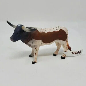 Terra by Battat Longhorn Steer AN2627 Farm Animal Ranch Bull Cow. New with tags.